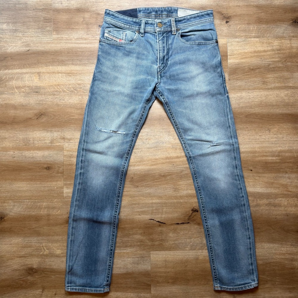 Diesel Thommer Jeans Mens 28x30 Light Blue Slim Skinny Distressed Denim 084KW